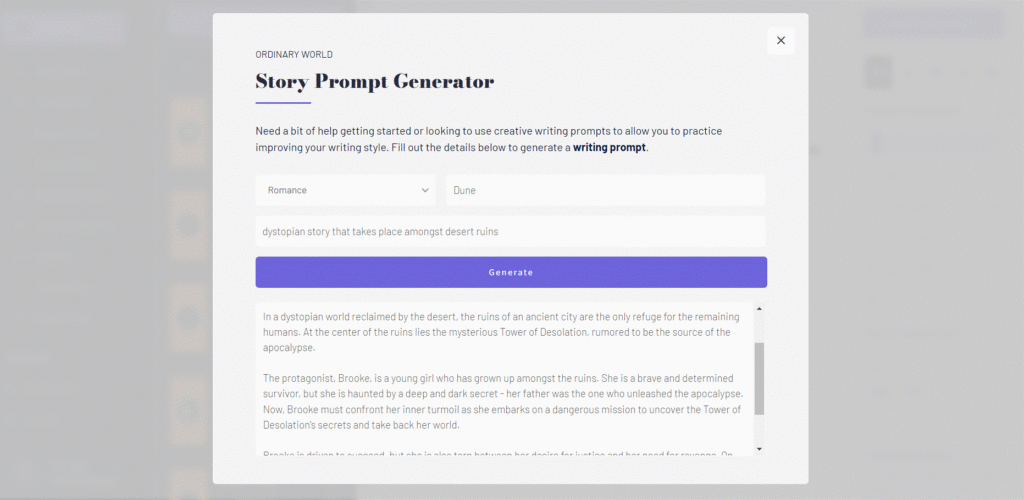 writing prompt generation tool